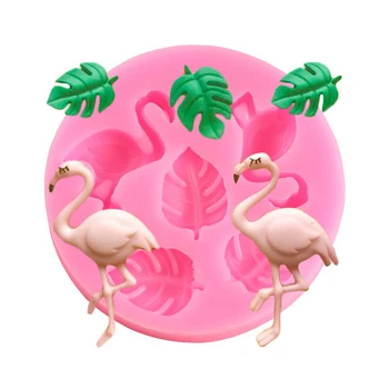 Atogrąžų Tema Minkštas Pelėsių Flamingo Vėžlys Lapų Saldainiai, Šokoladas Silikono Formos 
