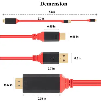 Tipas-C-HDMI Konverteris 4K 30Hz HD Išorės Vaizdo Grafikos Pratęsti Kabelis/Adapteris 2M USB 3.1 USB C-HDMI Kabelis, skirtas Macbook HDTV