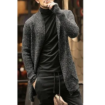 KALENMOS Mens Cardigan Plius Dydis-ilgomis Rankovėmis Streetwear Megzti Paltai Vyrų Mados Ilgas Megztinis 2020 Naujas Rudens-Žiemos Drabužių