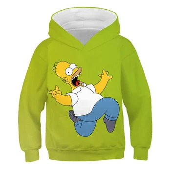 Žiemos karšto pardavimo kailis Simpsonų Kūdikių Vaikai, Berniukas ir Mergaitė, drabužiai Gobtuvu Animacinių filmų 3D Juokinga Simpson House Hoodie Palaidinukė Viršūnes Drabužiai
