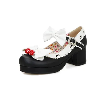 Saldus aukštakulnį Lolita batai Japonijos Bowknot Princesė Viduryje Kulno batų Mori mergina Cosplay JK Vienodas Lolita Batai