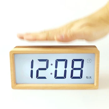 Šiaurės, Šviesos Medienos Elektroninis Skaitmeninis Laikrodis-Žadintuvas Kūrybos Kvadrato Formos Silent Alarm Clock Namų Studentų Miegamojo Puošimas MM60NZ
