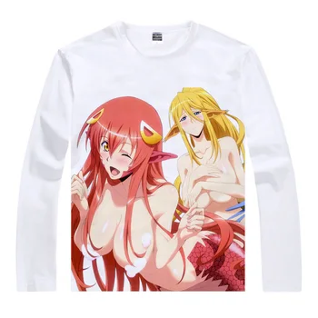 Coolprint Anime Marškinėliai Monstras Musume T-Shirts Multi-stiliaus ilgomis Rankovėmis Kasdienio Gyvenimo su Monstras Merginos Miia Papi Cosplay Marškinėliai