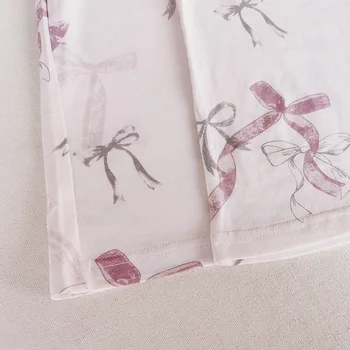 2020 Trijų Dalių Elegantiškas Aukštos Klasės Medvilnės Pižama Antikvariniai Spalvotas Spausdinimas Sleepwear V-Kaklo Miego Dėvėti Seksualus Naktiniai Drabužiai Namų Pijama