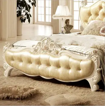 šiuolaikinės europos, medžio masyvo lova Mados Raižyti odos prancūzijos miegamojo baldai 10010