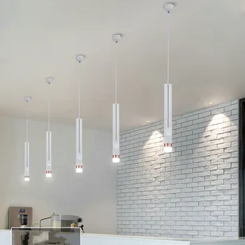 5W LED Pakabukas Šviesos Šiaurės Ilgas Vamzdis Lempos Kabo Žibintai Virtuvės Sala Valgomasis Laido Pakabukas Šviesos Virtuvės Salė Apšvietimas