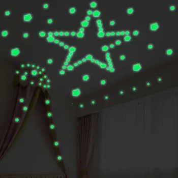 Šviesos Raižyti Žvaigždžių Fluorescencijos Lipdukas Užsienio Prekybos Karšto Pardavimo Vaikų Miegamasis Apdailos Šviesos Sienų Lipdukai Yg0004