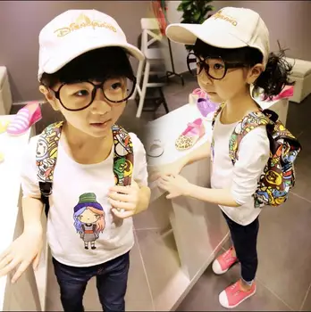 2018 m. pavasarį naujas korėjos mergaičių drabužiai vaikams, kūdikių asmenybės animacinių filmų spausdinti ilgomis rankovėmis T-shirt dugno marškinėliai