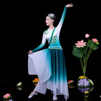 Klasikinio šokio kostiumų moterų elegantiškas Kinų stiliaus yangko ventiliatorius šokių naujas kostiumas etninio stiliaus skėtis šokių kostiumas