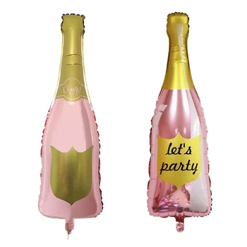 50 vnt Rose Gold Šampano Butelio Folijos Balionai Vestuvių, Gimtadienio Apdailos suaugusiųjų dušo Šalies butelis helio Balionai