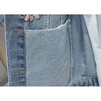 Korėjos Rankų Darbas Siuvinėjimo Gėlės Džinsinio Striukė Paltai Moterims Viršutiniai Drabužiai Streetwear Mados Pavasario Laisvi Džinsai Striukės Moterys