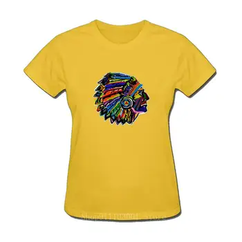 Naujovė Streetwear Indijos Abstrakčiai Amerikos indėnų Vyriausiasis Juokingi Marškinėliai Moterims trumpomis Rankovėmis Medvilnės marškinėliai