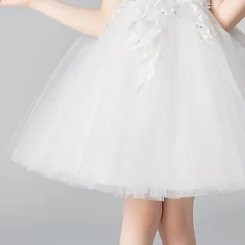 Vasarą Baltos Žiedų Princesė Mergina Dress Šalis Vestuvių Nėrinių Veiklos Gimtadienis Vaikams Drabužių Vakare Šalies Elegantiška Suknelė, Kostiumas