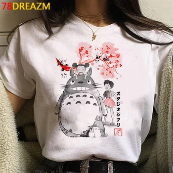 Hayao Miyazaki Totoro Studio Ghibli marškinėlius moterims kawaii streetwear pora baltos spalvos marškinėliai harajuku rūbų, grafinis tees moterims