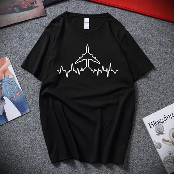 Plokštumos marškinėliai Aviacijos Bakas Cardiogram Kosmoso Entuziastai Tee marškinėliai Viršų Mados Camiseta masculina Medvilnės trumpomis rankovėmis T-shirt