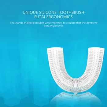 360 Laipsnių 2-os kartos Protingas Teptuku Elektros U-formos USB dantų šepetėlį Silikoninis Šepetėlis Galvos Kartos 2 Su Šalto Šviesos