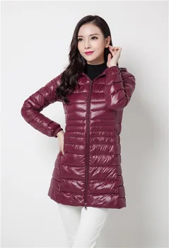 Ponios Ilgas Šiltas Žemyn Paltai Moteris Žiemą Ultra Light Soft Žemyn Švarkai Su maišeliu moteriški Paltai Hip-Ilgis Negabaritinių 4XL-7XL