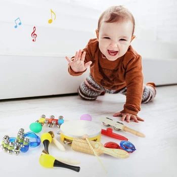15 Vnt Vaikai Muzikos Instrumentų Rinkinys Medinių Instrumentų Žaislas Anksti Mokytis Muzikos Žaislas su maišeliu