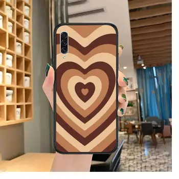 Latte Meilės Kavos Širdies Šokolado spalvos Telefono dėklas Samsung A20 A30 30s A40 A7 2018 J2 J7 premjero J4 Plius S5 Pastaba 9 10 Plius