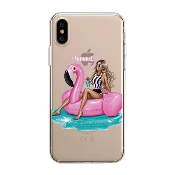 Mados Karalienė Madingas Paryžiaus Mergina Vasaros Kelionių Bikini Paplūdimys Minkštos TPU Case For iPhone 11 Pro XS Max XR X 8 7 SE 2020 6S Plius 5 5s