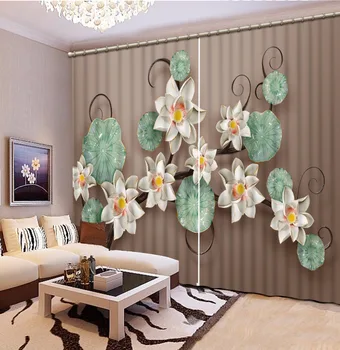 3D Paprasta modernias užuolaidas kambarį Gėlės stereoskopinis užuolaidų, už lango apdaila