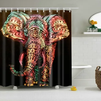 NAUJAS Juodas Fonas Elephant Eco-friendly Moldproof Vandeniui Vonios kambarys Dušo Užuolaidų Dekoro 2 Dydis Pasirinkimus