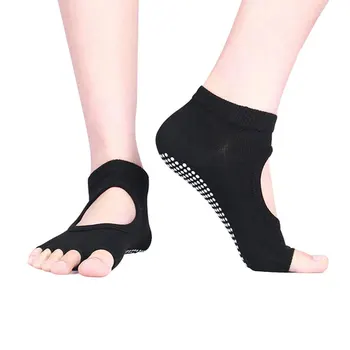 1Pair BYEPAIN Moterų Joga Kojinės Anti-slip PVC Penkis Pirštus Backless neslidus 5 Kojų Kojinių Baleto Komfortą Medvilnės Kojinės