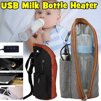 Atnaujintas USB Kūdikių Pieno Buteliuko Šildytuvas Nešiojamų Kelionių Pieno Šilčiau Kūdikiams Maitinti Butelis Šildomos Padengti Izoliacija Termostatas Krepšys