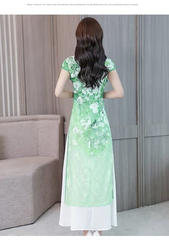 Trumpas rankovės vasaros Qipao Cheongsam aidao suknelė