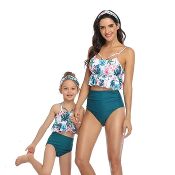 Motina Dukra Maudymosi Kostiumėliai 2020 Nauja Pavasario Vasaros Šeimai Derinti Drabužius Komplektus Mama Ir Man Bikini Maudymosi Kostiumėlis Beach Atostogų Rinkiniai