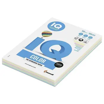 Popieriaus IQ spalvos, A4, 160g/m2, 100 L (5 spalvos. X 20 L), spalvos pastelinės, rb01