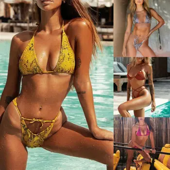Seksualus 2019 Moterų Panele, Push-up Paminkštintas Bikini Liemenėlė Brazilijos Įžūlus Apačioje Diržas V maudymosi Kostiumėliai maudymosi kostiumėlį Trumpas