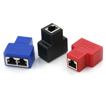 1 2 Dual LAN Ethernet Lizdas Tinklo Ryšius Splitter Adapteris, Skirtas PCB Lenta Suvirinimo Mėlyna Juoda Raudona RJ45 Adapteris, Splitter