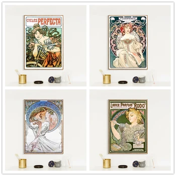 Alphonse Mucha Didelio Derliaus Art Nouveau stiliaus Plakatų ir grafikos Bauda Replika Sienos Meno Tapybos paveikslų Kambarį Namų Dekoro