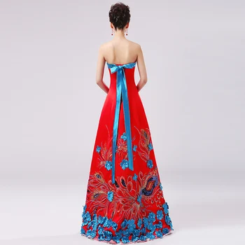 Kinijos cheongsam suknelė Išskirtinį Siuvinėjimo Gėlių Qipao Seksualus Vamzdis Viršuje, Gale Suknelė Moterims Kinijos Stilius Derliaus Cheongsam