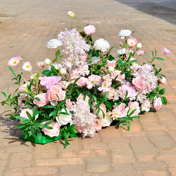 100X40cm Dirbtinių gėlių arka eilutė lentelėje Gėlių Šilko bijūnų Žiedų, su Putų rėmo runner puošmena Vestuvių fonas dekoras