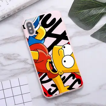 Homeras J Simpson juokinga Bart Simpson Telefono dėklas skirtas iPhone 11 Pro Max X XR XS 8 7 6s Plus Matte Candy Pink Silikono Atvejais