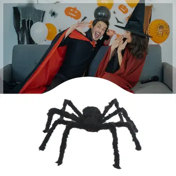 200cm Juoda Patekęs Didelis Giant Spider Helovinas Apdailos Netikras Voras Haunted House Prop Patalpų Lauko Milžinišką Dekoras