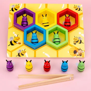 Medinių Žaislų Kūrimo Bloką Simpatijų Švietimo Montessori Darbščių Bičių Avilį Žaidimai Vaikams Įrašą Žaislai, Dovanos Vaikams