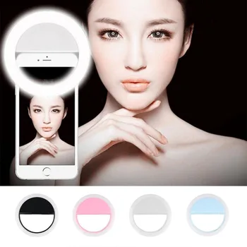 Universalus 3 lygių LED Blykstė, Iki Selfie Šviesos Lempos Telefonas Žiedas 