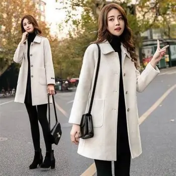 2020 m. rudens ir žiemos ilgos naujas populiarus didelio dydžio moteriški storas vilnonis paltas