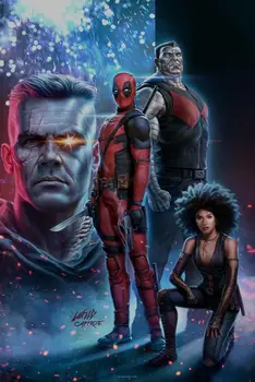 Deadpool 2 Movie Ryan Reynolds, Josh Bro ŠILKO PLAKATAS Dekoratyvinis Sienų dažymas 24x36inch