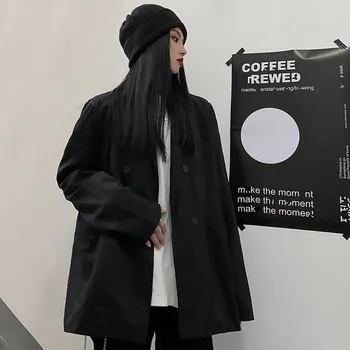 Moterų kostiumas pavasario 2021 naujų korėjos versija in Hong Kong stiliaus juodas kostiumas laisvi ir universalus kailis studentų tendencija