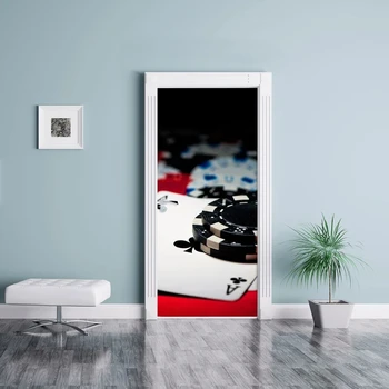 Lipdukai Sienų 3D Žingsnis Durų Pokerio Žaidimas Lipdukas Cool PASIDARYK pats Lipni Du Vandeniui atsparaus Popieriaus Plakatas Spausdinimo paveiksl Namų Dekoro