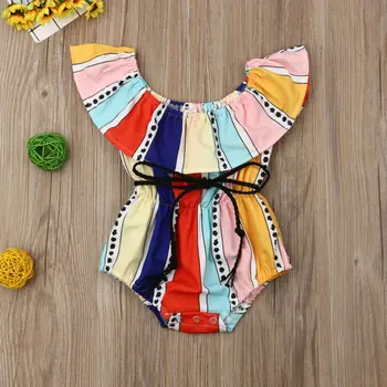 Kūdikių Vasaros Dryžuotas Bodysuit Drabužius Naujagimiui Baby Girl Bodysuits Sunsuit Komplektus Drabužių