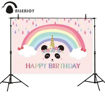 Allenjoy Panda Sienų Apdailai Vaivorykštė Gimtadieniu Lankas Merginų Grupė Reklama Rožinė Raindrops 