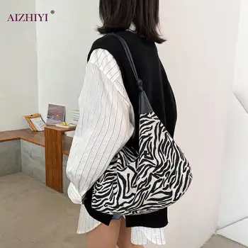 Mados Zebra Modelio Pečių Krepšys Moterims Derliaus Atvartu Kukulis Rankinės Kelionės Apsipirkti Sankabos