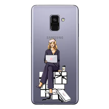 Mados Dirbti Mergina Bosas TPU minkštas silikoninis telefono dėklas Samsung S6 S7 DEGE S8 S9 S10PLUS S20 S20ULTRA shell