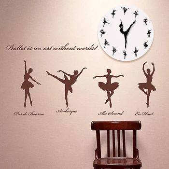 Žavinga Ballerina Sieninis Laikrodis Baby Girl Darželio Dekoro Baleto Šokėjas Modernus Sieninis Laikrodis Baleto Šokių Mergina Adata Ranka Sienos Žiūrėti