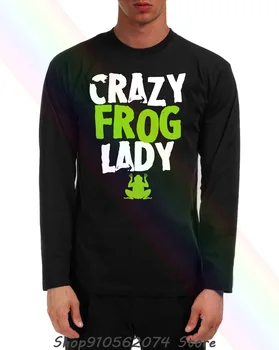 Crazy Frog Lady Populiarus Tagless Vyrų Kaklo, ilgomis Rankovėmis T-Shirt